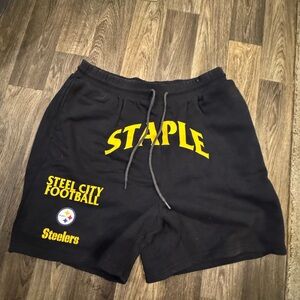 Staple NFL Steelers Black Athletic Shorts with Logo